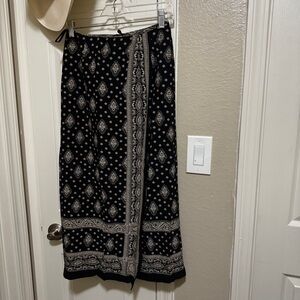 Talbots PURE SILK Black and Cream Maxi Skirt